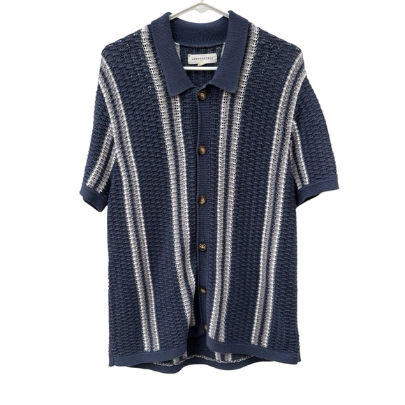 Aeropostale Blue and White Knit Polo Size L - Picture 1 of 5